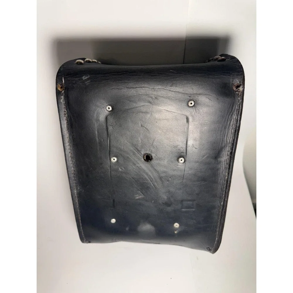 Vintage Harley-Davidson Leather Solo Saddlebag Black Studded Left Side 12